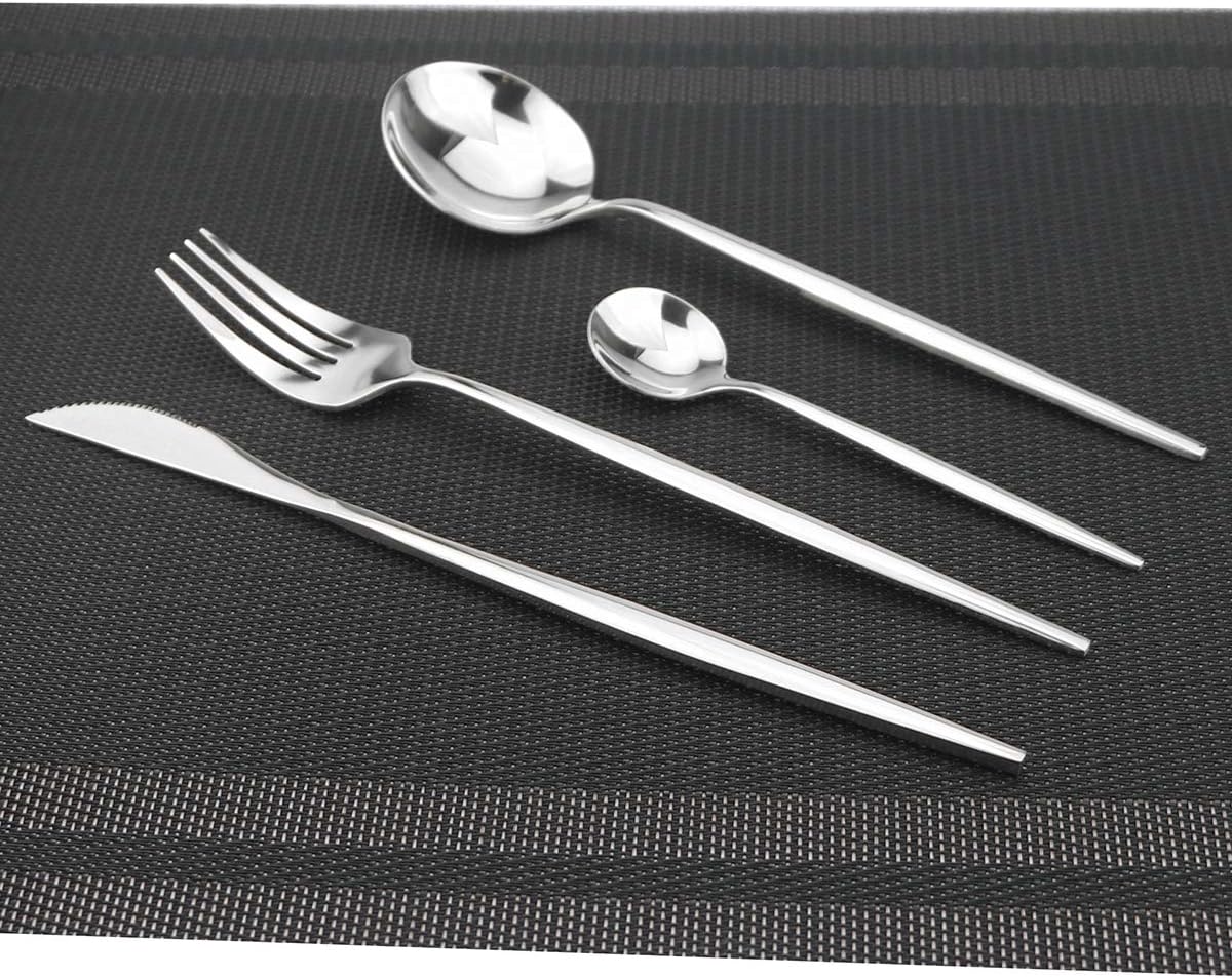 Gugrida 40-Piece Silverware Set 18/10 Stainless Steel Reusable Utensils Forks Spoons Knives Set, Mirror Polished Cutlery Flatware Set, Great for Family Gatherings & Daily Use (Service for 10, Silver)