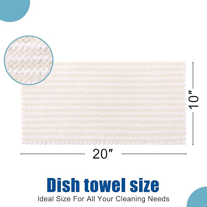 Homaxy Kitchen Towels(24 Pack, 10 x 20 inches), Ultra Soft and Absorbent Dish Towels, Reusable Fast Drying Microfiber Cleaning Cloth, Coral Velvet Wave Design No-lint, Beige