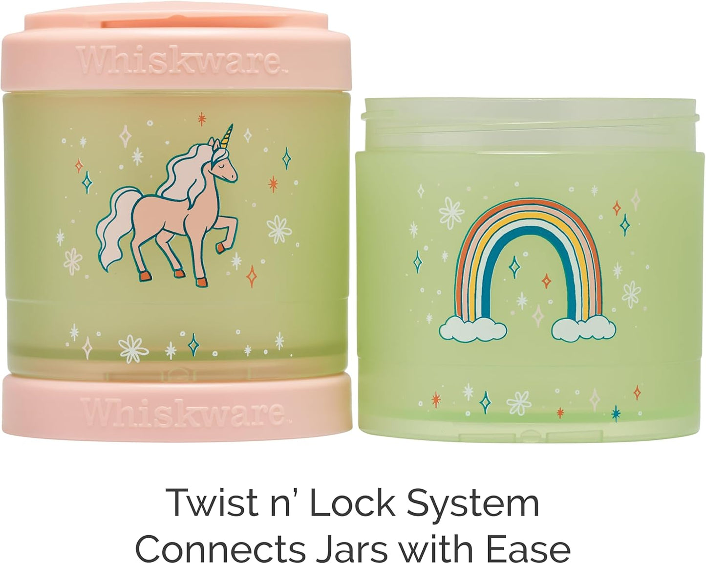 Whiskware Stackable Snack Containers for Kids and Toddlers, 3 Stackable Snack Cups for School or Travel, Unicorn(Pack of 1)