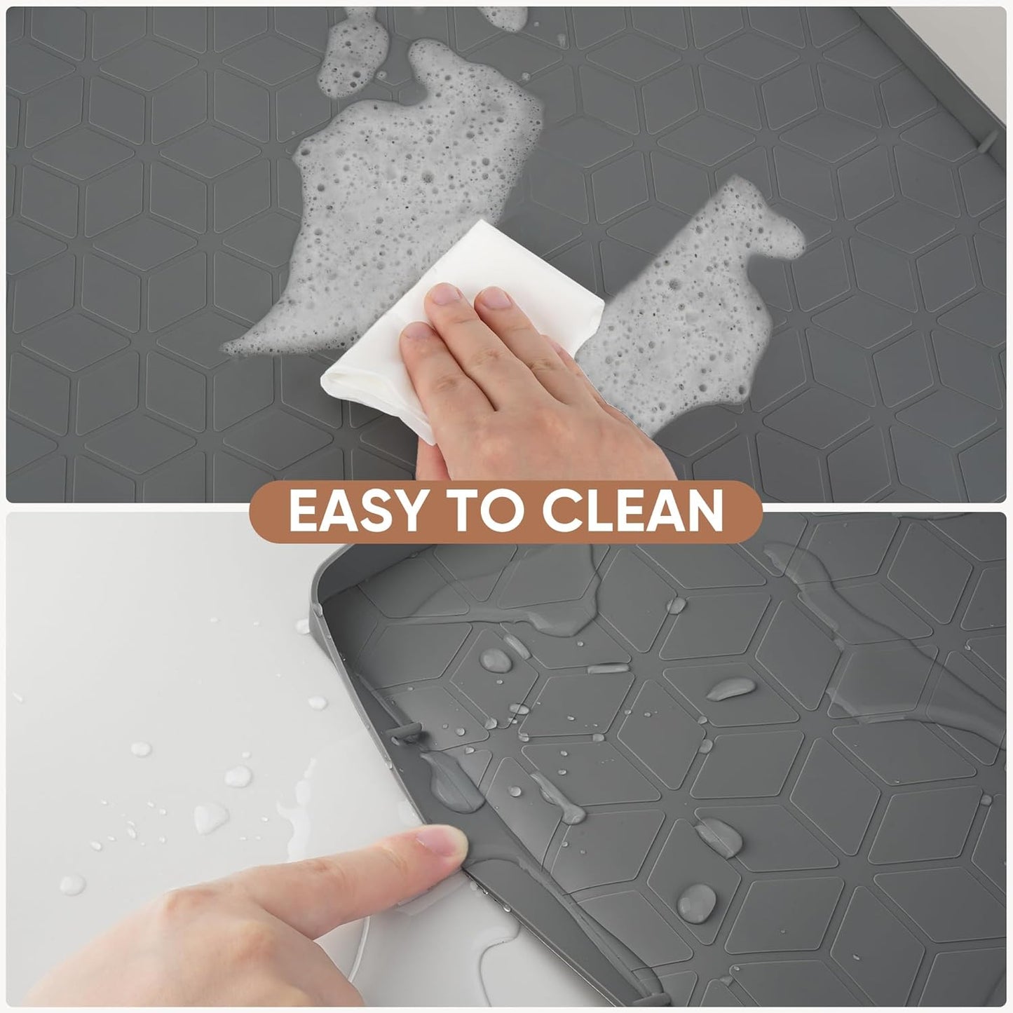 BALEINE 31''×22'' Under Sink Mat, Waterproof Food Grade Silicone Undersink Mat, Cabinet Shelf Drip Tray, Under Sink Liner for Kitchen, Bathroom (Grey)