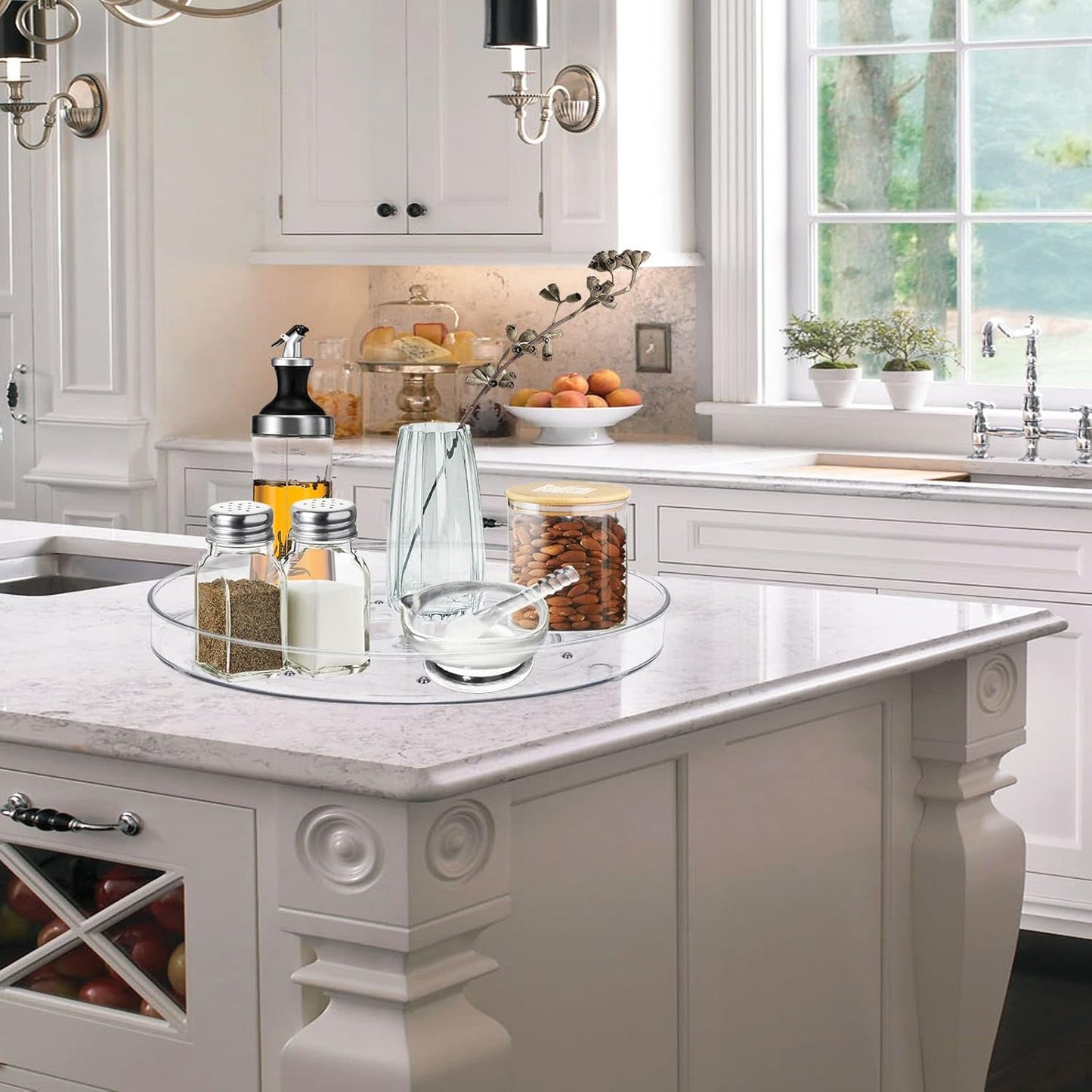 2 Pack Lazy Susan Organizer, 10.6" Clear Lazy Susan Turntable for Kitchen Cabinet,Turntable Organizer for Countertop, Pantry Organization and Storage