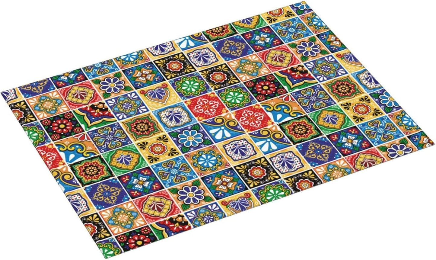 Mexican Talavera Tile Microfiber Dish Drying Mats, Colorful Absorbent Kitchen Mat for Dishes & Counter, 18 x 24 Inch Washable Foldable Reuasble, Kitchen Home Decor, Holiday Festival Housewarming Gift