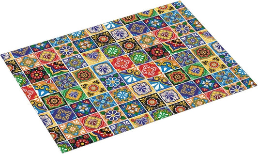 Mexican Talavera Tile Microfiber Dish Drying Mats, Colorful Absorbent Kitchen Mat for Dishes & Counter, 18 x 24 Inch Washable Foldable Reuasble, Kitchen Home Decor, Holiday Festival Housewarming Gift