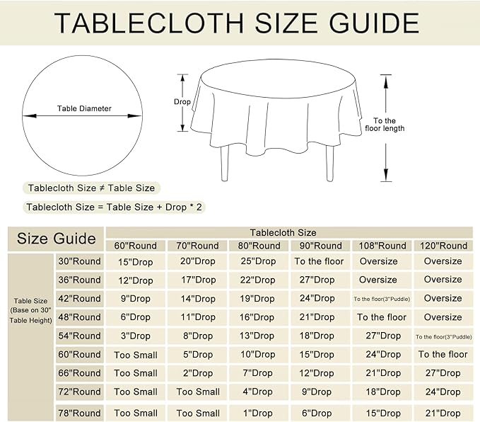 JIUZHEN Round Table Cloth Faux Linen Farmhouse Tablecloth Wrinkle and Stain Resistant Decorative Fabric Table Cover for Kitchen, Dining Room, Parties and Camping, Beige, 108 Inch Round