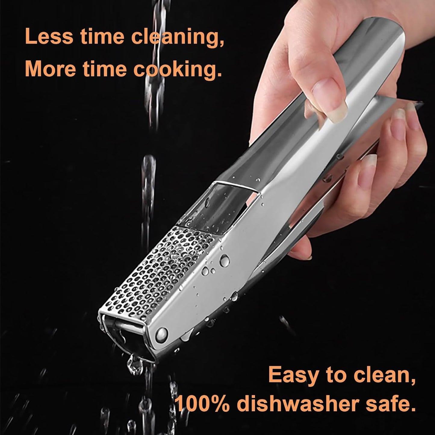 Stainless Steel Garlic Press, Premium Garlic Crusher - Leak-Proof, Easy to Clean, Rust-resistant, Dishwasher Safe!