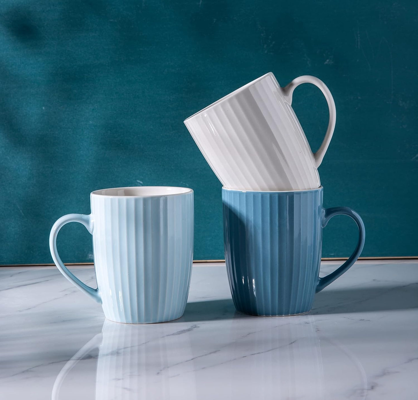 11 Ounce Porcelain Mugs, Set of 6 Coffee Mugs for Tea, Milk, Hot Cocoa, Multicolor