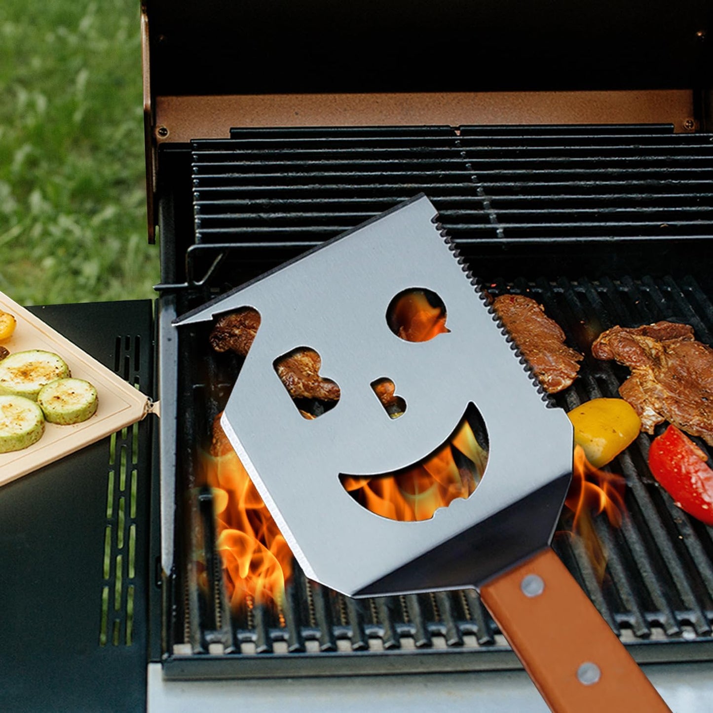 BBQ Gift for Men Dad Husband, Fathers Day Birthday Gifts, 7 in 1 Grill Spatula, Fun BBQ Accessories, Funny Grill Spatula for Outdoor Cooking, Outdoor Cooking Camping Multifunctional Tool