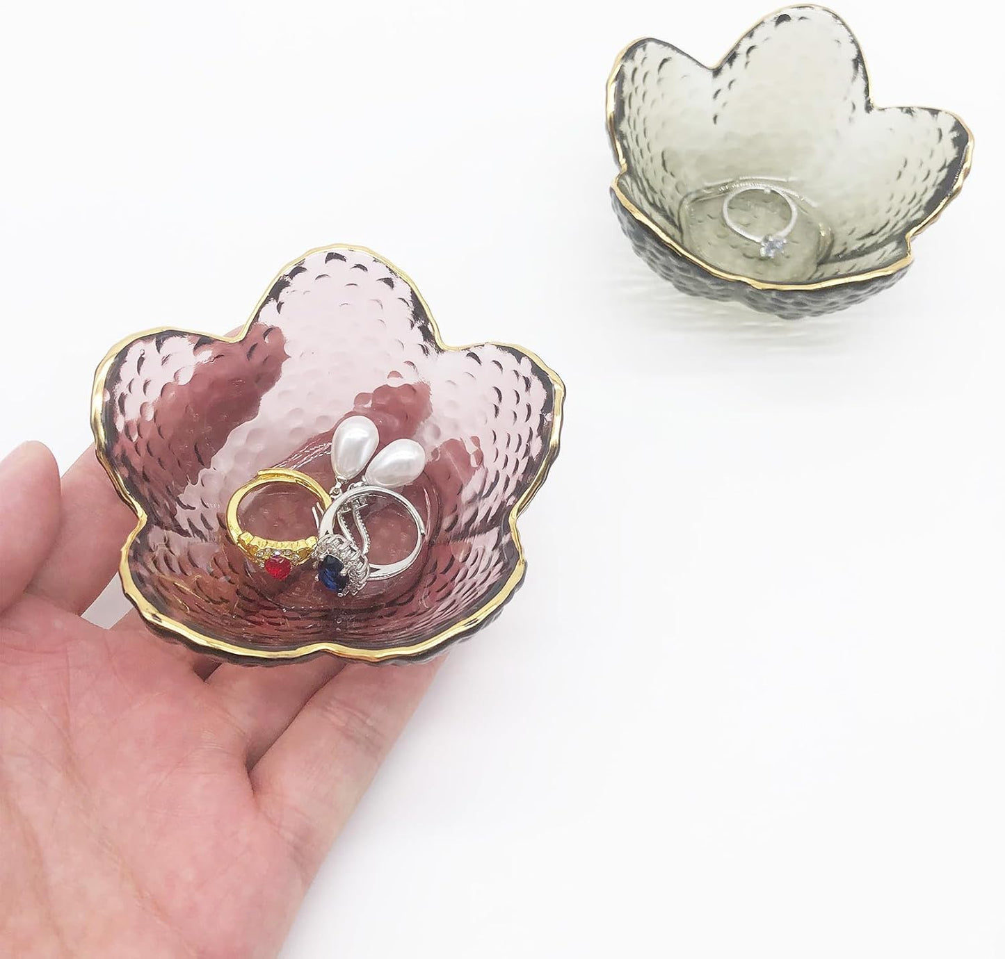 Small Ring Dish Jewelry Tray, Glass Jewelry Dish Trinket Bowl, Crystal Ring Holder Dish Jewelry Plate, Nightstand Decor Jewelry Holder Dish, Engagement Jewelry Bowl Dish for Rings, Earrings