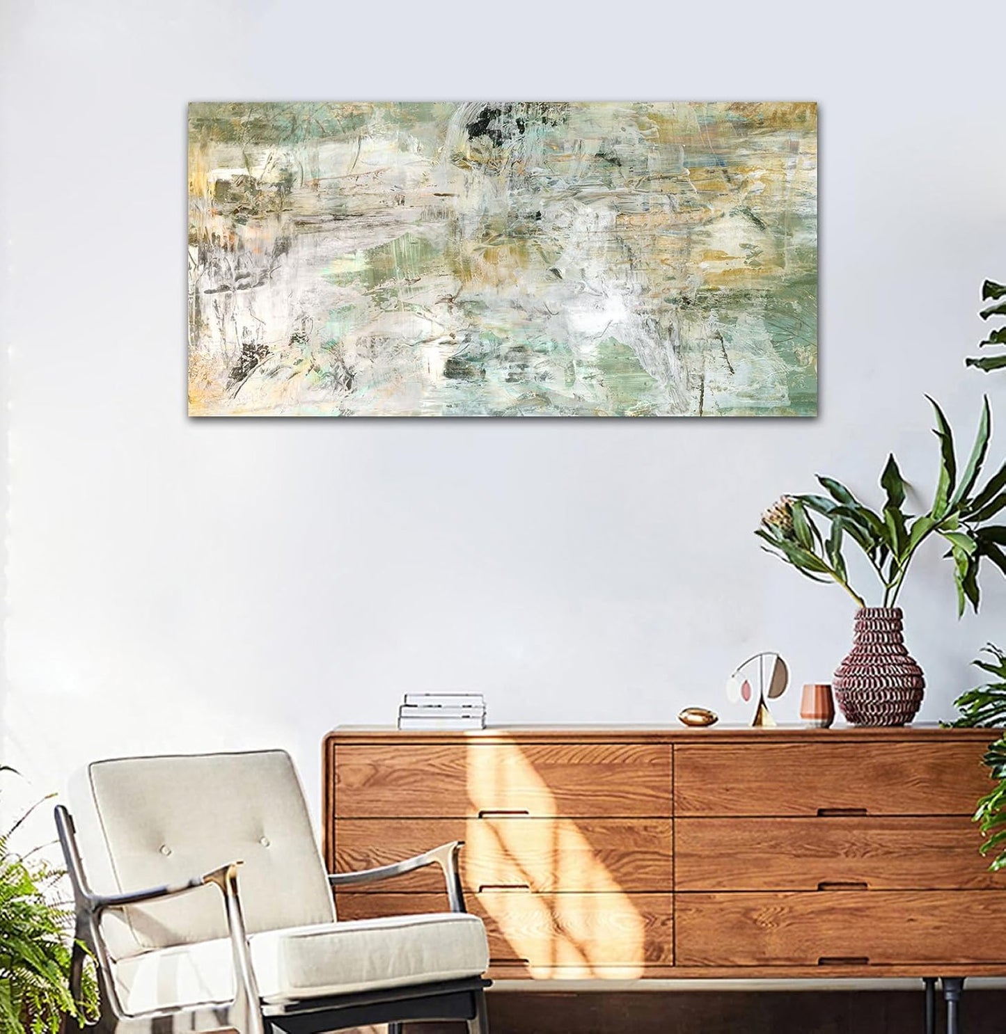 NINEASO Brown Green Abstract Wall Art - Unearthed World Abstract Canvas Pictures Wall Decor Modern Abstract Canvas Painting Artwork for Living Room Bedroom Home Office Wall Decorations 29" x 58"