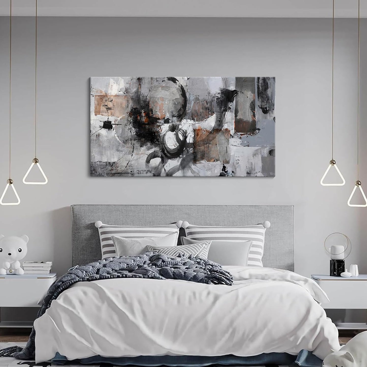 Pogusmavi Black Abstract Canvas Wall Art Pictures for Living Room Gray and White Wall Decoration Artwork for Walls Pictures for Bedroom Wall Decor Neutral Painting Canvas Prints Office Posters 20×40IN