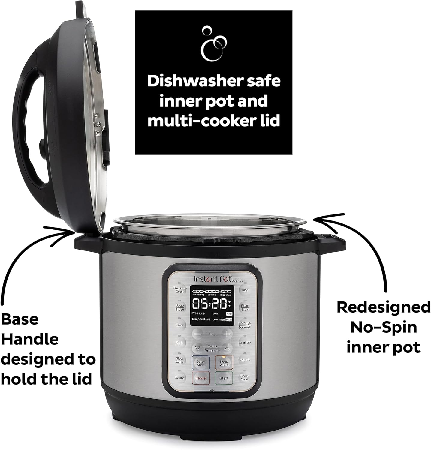 Instant Pot Duo Plus 9-in-1 Electric Pressure Cooker, Slow Cooker, Rice Cooker, Steamer, Sauté, Yogurt Maker, Warmer & Sterilizer, Includes App With Over 800 Recipes, Stainless Steel, 3 Quart
