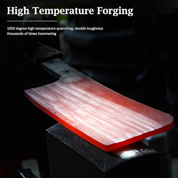 HOSHANHO Cleaver Knife 7 Inch, Razor Sharp High Carbon Powder Steel Meat Cleaver, Professional Butcher Chopper Kitchen Knife for Meat Cutting Vegetable Slicing