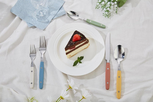 ANNOVA Silverware Set, Retro/Rivet Colorful Stainless Steel Tableware Kitchen Flatware Set Utensils, Includes Dinner Knives, Forks, Spoons, Salad Forks & Dessert Spoons (Morandi Mix, 20 Pieces)