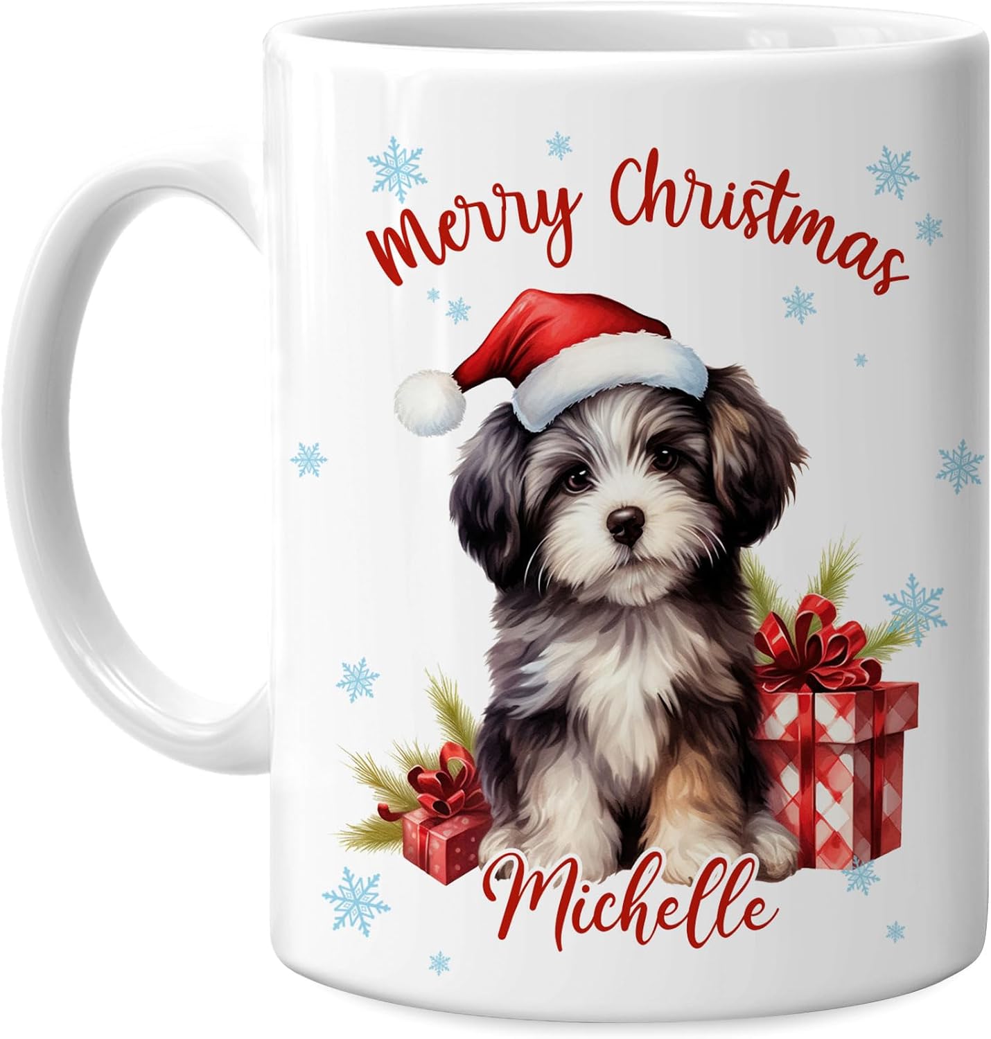 Hyturtle Personalized Gifts Dog Lover - Havanese Merry Christmas Custom Name Ceramic Coffee Mug Cup 11oz - Cute Animal Lovers Gifts For Women, Girl kids Family On Birthday, Christmas