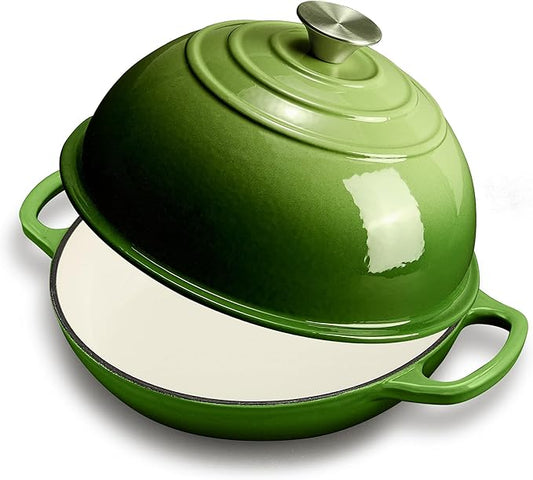 Enameled Cast Iron Bread Oven for Sourdough, Dutch Oven for Bread Baking with Lid, Dutch Oven Bread Pan, 6 Qt, Green