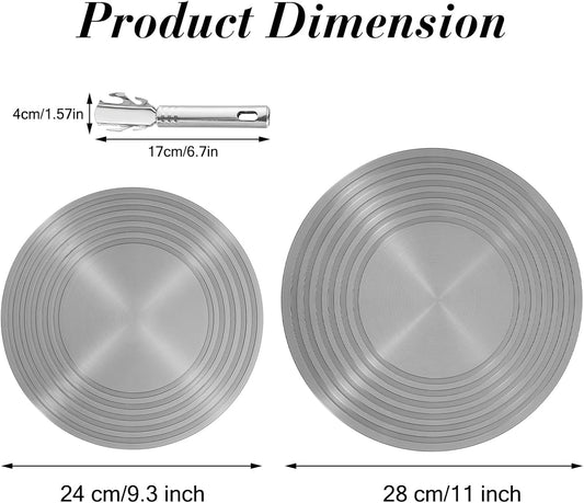 2 Pack Gas Stove Heat Diffuser Plate, Round Fast Defrosting Tray Aluminum Non-Stick Coating Cookware Simmering Thawing Plate Conduction Multifunctional, Flame Guard Protection Stovetop (9.3 inch)