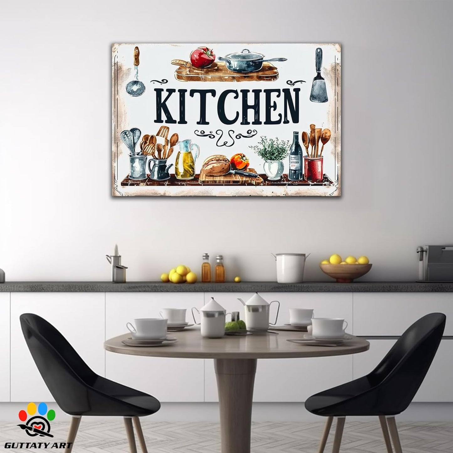 GUTTATY Rustic Farmhouse Wall Art, Ready to Hang Canvas Print, Retro Posters for Dining Room, Restaurant Painting 28x40 Inch