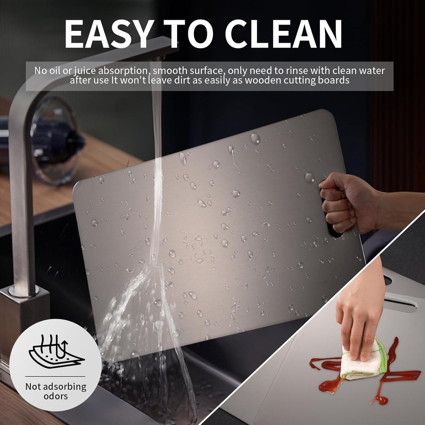 Katuchef Titanium Cutting Board 2025 New Upgrade Pure Titanium Cutting Boards for Kitchen Double Sided Cutting Boards Non Toxic,Hygiene Durable Chopping Board Suitable for Dishwasher Safe(11.4 * 7.9)