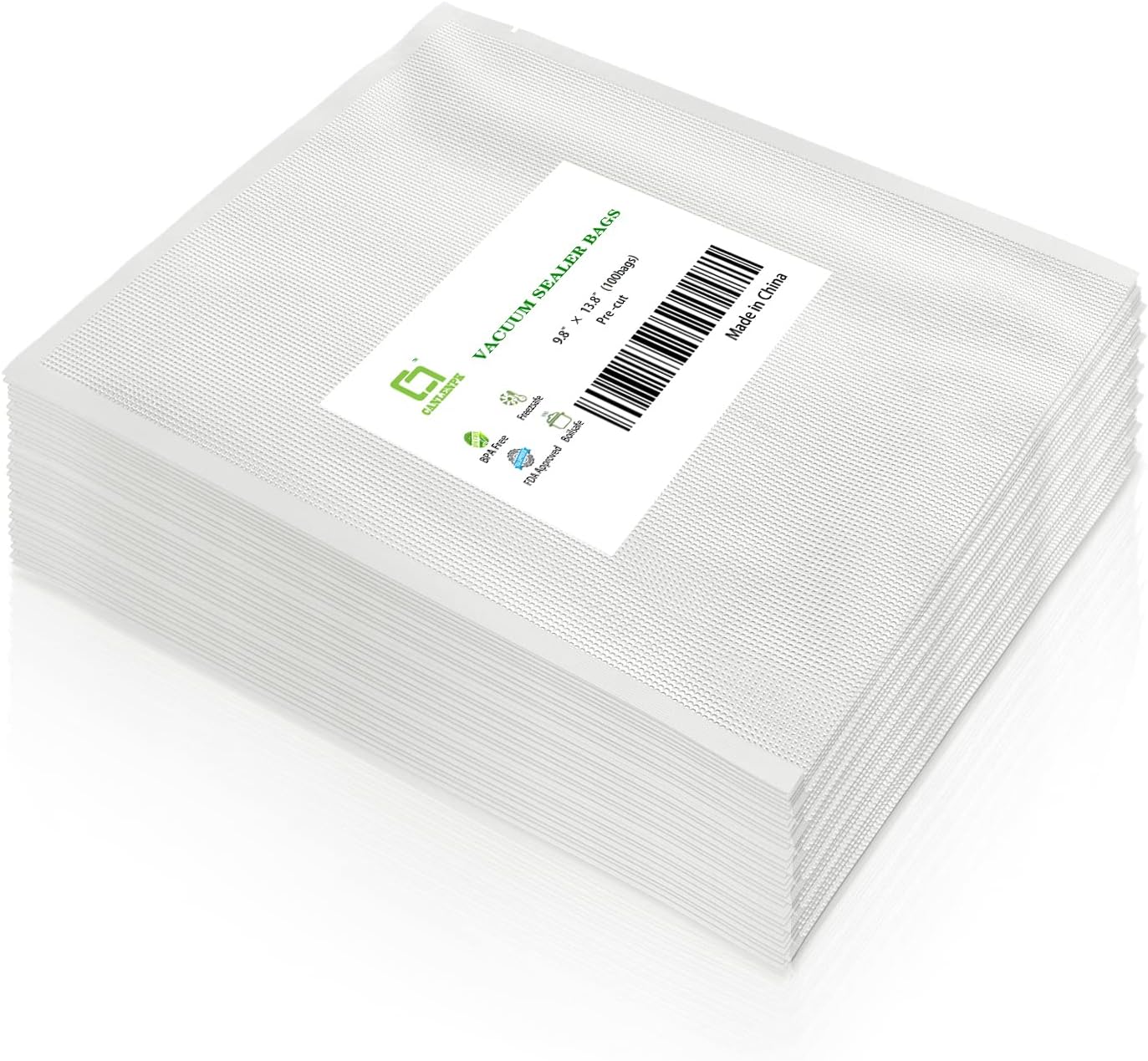 CANLENPK 9.8x13.8 Inch/25x35cm Vacuum Food Seal Bags,Large Food Vacuum Storage Sealer Bag,Seal Meal Snack Fruit Nut Tea Cookie Bean,Boil Steam Heat Freezer Sous Vide Vacum Bag (100PCS)