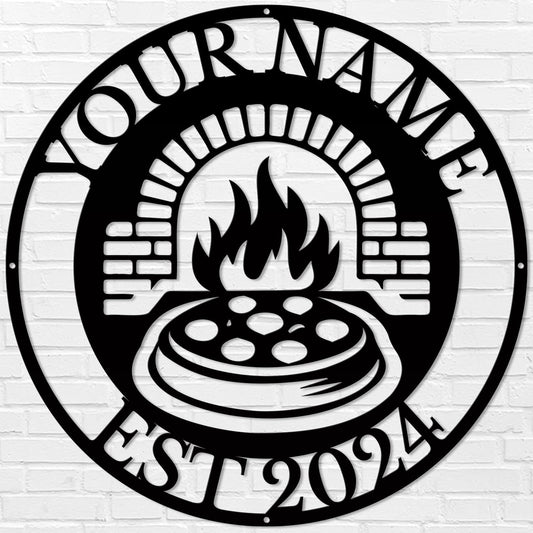 magilab Personalized Pizza Metal Sign, Custom Kitchen Wall Decor for Home & Outdoor, Food Lover Gift(Style E)