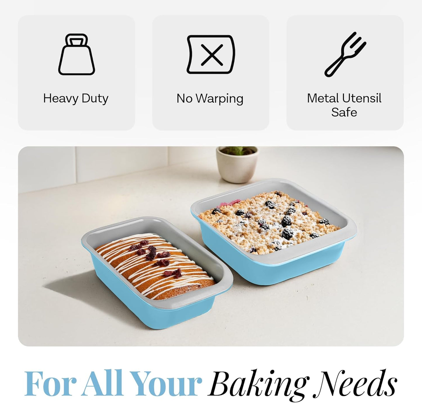 Gotham Steel 6 Pc Stackable Baking Pans Set, 70% Space Saving Design, Ceramic Bakeware Sets Non Toxic Made Without PFOA PFOS, with Baking Sheet Tray, Cake & Muffin Pans, Oven & Dishwasher Safe