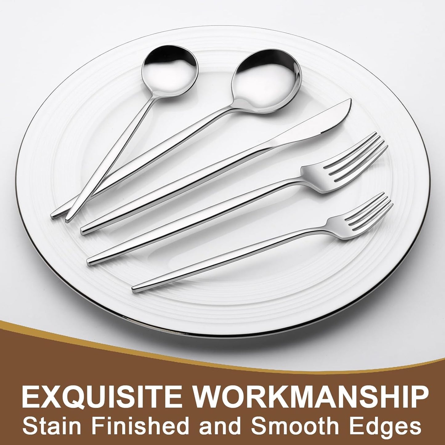 Silverware Set 20 Piece, Wildone Stainless Steel Flatware Set Service for 4, Cutlery Utensil Sets for Home Restaurant, Include Knife Fork Spoon Set, Dishwasher Safe