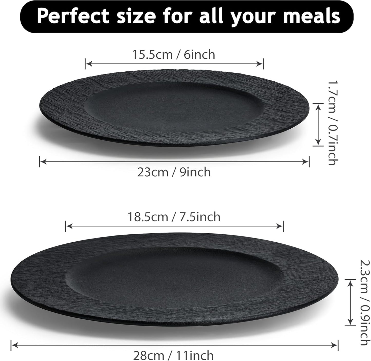 MIAMIO - 11 Inch, Set of 4 Dinner Plates/Ceramic Plate Set, Crockery Set - Modern Plates, Microwave and Dishwasher Safe - Oasis Collection