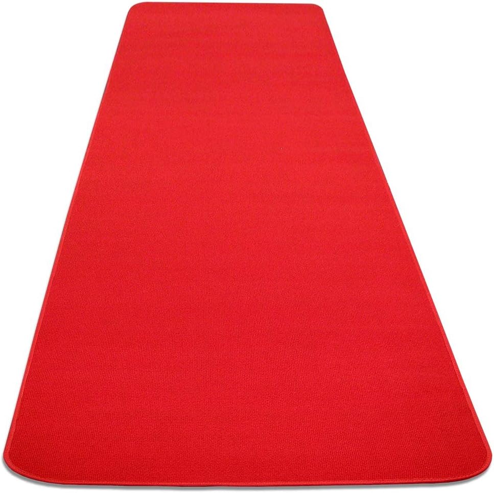 House, Home and More Red Carpet Aisle Runner - 4 Ft x 30 Ft - Real Carpet, Bound Edges, Low Pile Height, Stain Resistant, Event Runway Rug for Wedding, Hollywood Movie Award Ceremony Party Decoration