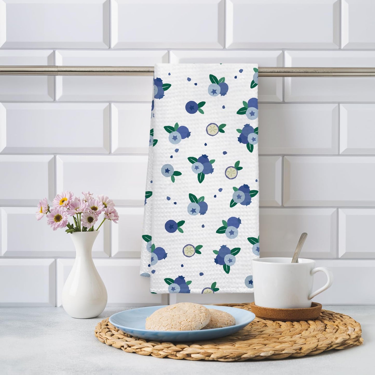 Blueberry Decor Kitchen Towel, Blueberry Hand Towel Dish Towel for Kitchen Bathroom Decor, Fruit Lover Gifts, 16x24 Inches