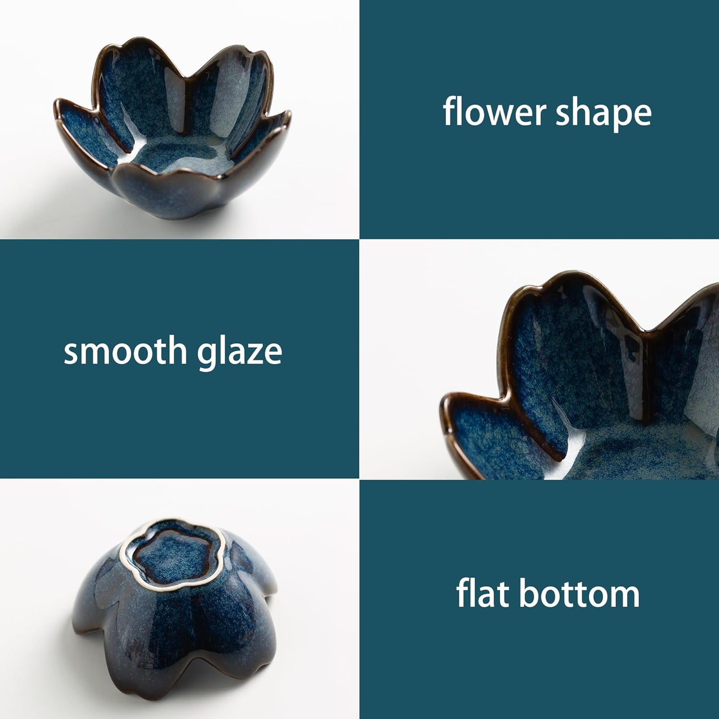 Flower Ring Holder Dish, Ceramic Jewelry Tray Dish, Small Trinket Dish, Jewelry Plate Bowl, Cute Jewlery Ring Holder Dish, Aesthetic Room Decor, Christmas Birthday Gifts for Women, 1 pack (blue)