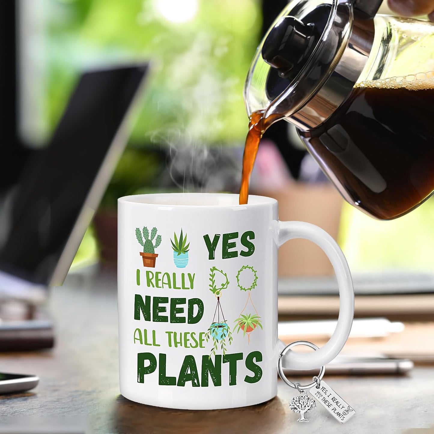 NOVWANG Plant Lover Coffee Mug, 11oz Gardening Gift With Keychain - Christmas & Mothers Day Gift