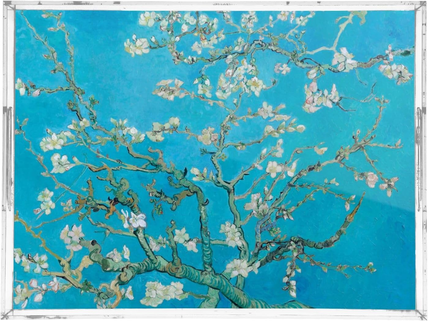 Acrylic Serving Tray with Handles Spill Proof Kitchen Storage Tray Clear Decorative Tray Makeup Drawer Organizer Storage Tray for Bathroom Living Room Ottoman 15.7x11.8Inches