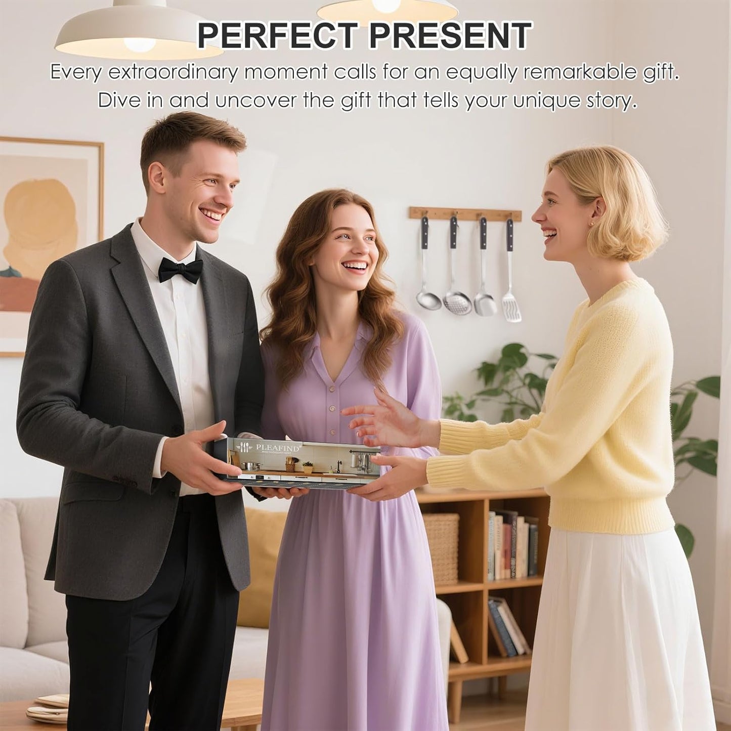 Pleafind 4-Pcs Cooking Utensils Set, Stainless Steel Kitchen Utensils, Mirror Polished Kitchen Essentials Set Include Wok Ladle, Slotted Spoon, Wok Spatula ＆Slotted Spatula, Dishwasher Safe