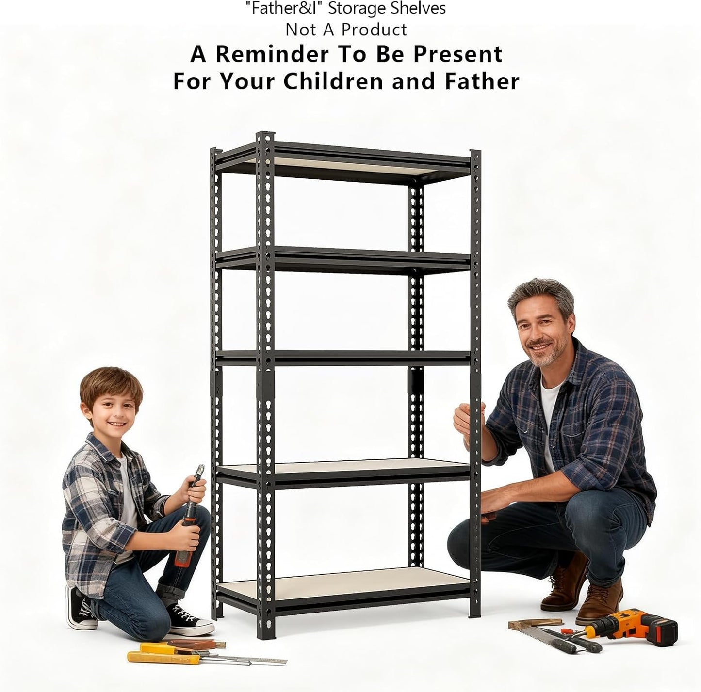28" W Father&I Industrial Heavy-Dudy Garage Shelving Units/Systems: Metal 5-Tier Storage Shelves Adjustable for Basement/Closet/Tote/Kitchen/Pantry Organization, 60" H*28W *12.2" D, Black