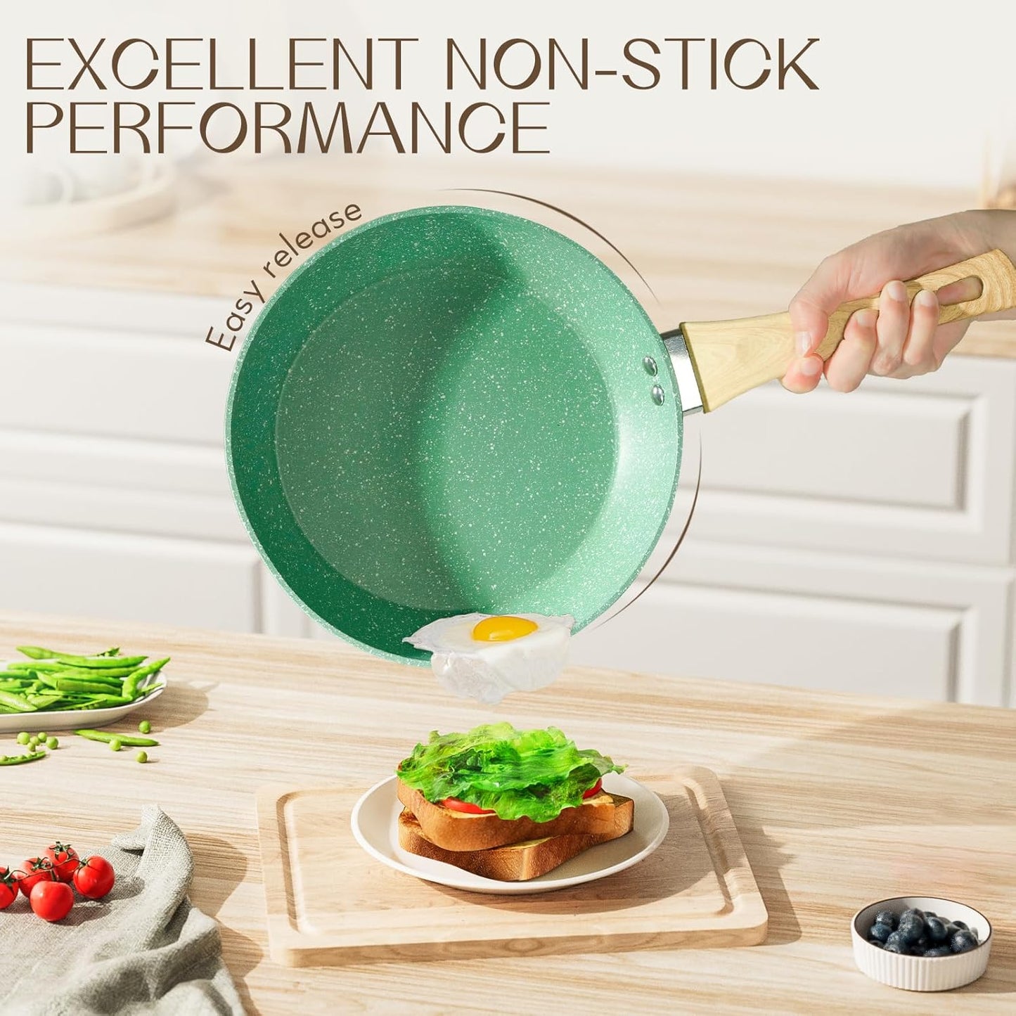 Innerwell Nonstick 9.5 Inch Skillet, Aluminum, Non-Toxic, PTFE & PFOA Free, Suitable for All Stovetops, Easy to Clean, Multipurpose