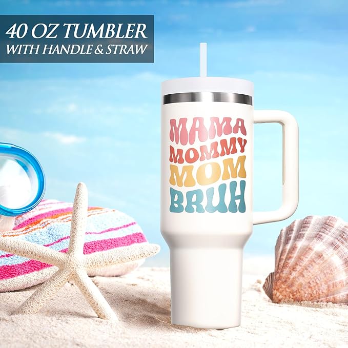 Gifts for Mom, Christmas Gifts from Daughter Son, 40 OZ Tumbler Best Birthday Gift for Mama Mother-in-Law Wife Mother Women, Mama Mommy Insulated Cup with Handle New Mom Gift for Wife from Husband