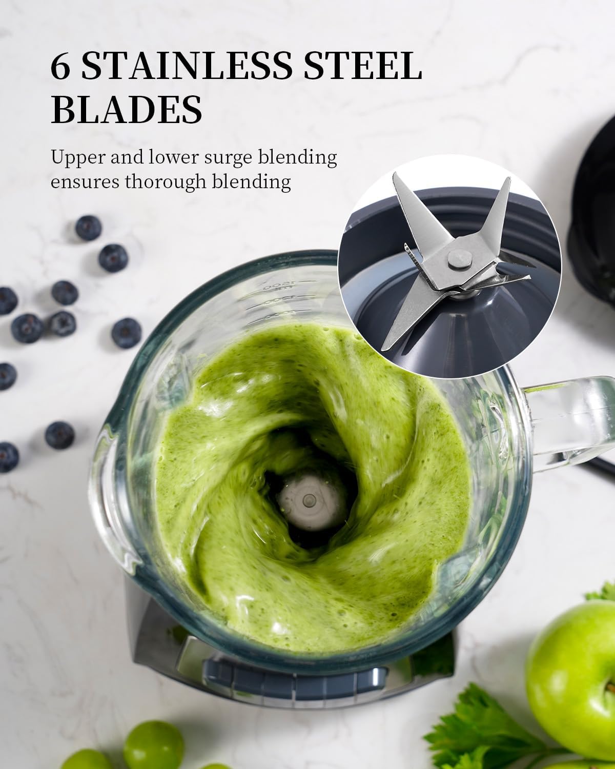 GDOR Blenders for Smoothies, 52 Oz Glass Jar Smoothie Blender, Countertop Blender & Grinder Combo, 9 Functions with 5 Speeds for Milkshakes, Puree, Crush Ice, and Chop, Max 700W