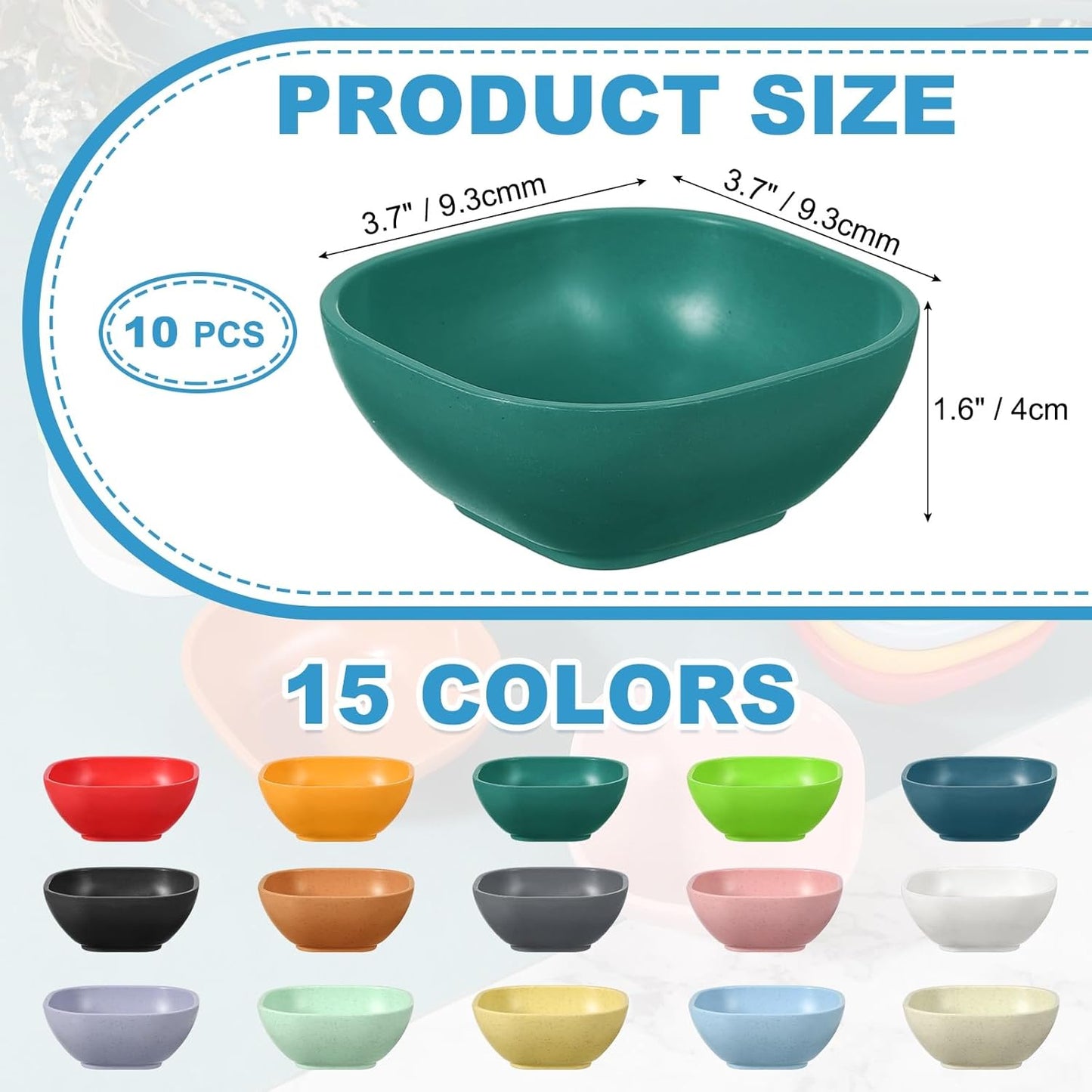 uxcell 10pcs Straw Dipping Bowls, Unbreakable Prep Bowls, Small Dessert Bowls for Side Dishes Snacks Fruits Appetizers, Dark Green