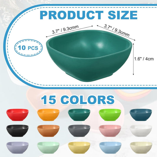 uxcell 10pcs Straw Dipping Bowls, Unbreakable Prep Bowls, Small Dessert Bowls for Side Dishes Snacks Fruits Appetizers, Dark Green