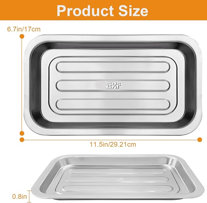 Air Fryer Grill Pan for Emeril Lagasse Dual Zone 360 Air Fryer Oven 25 QT Extra Large, 11.5''×6.7'' Steel Air Fryer Tray Accessories Grill Plate Crisper Plate Drip Pan Replacement Parts Rack