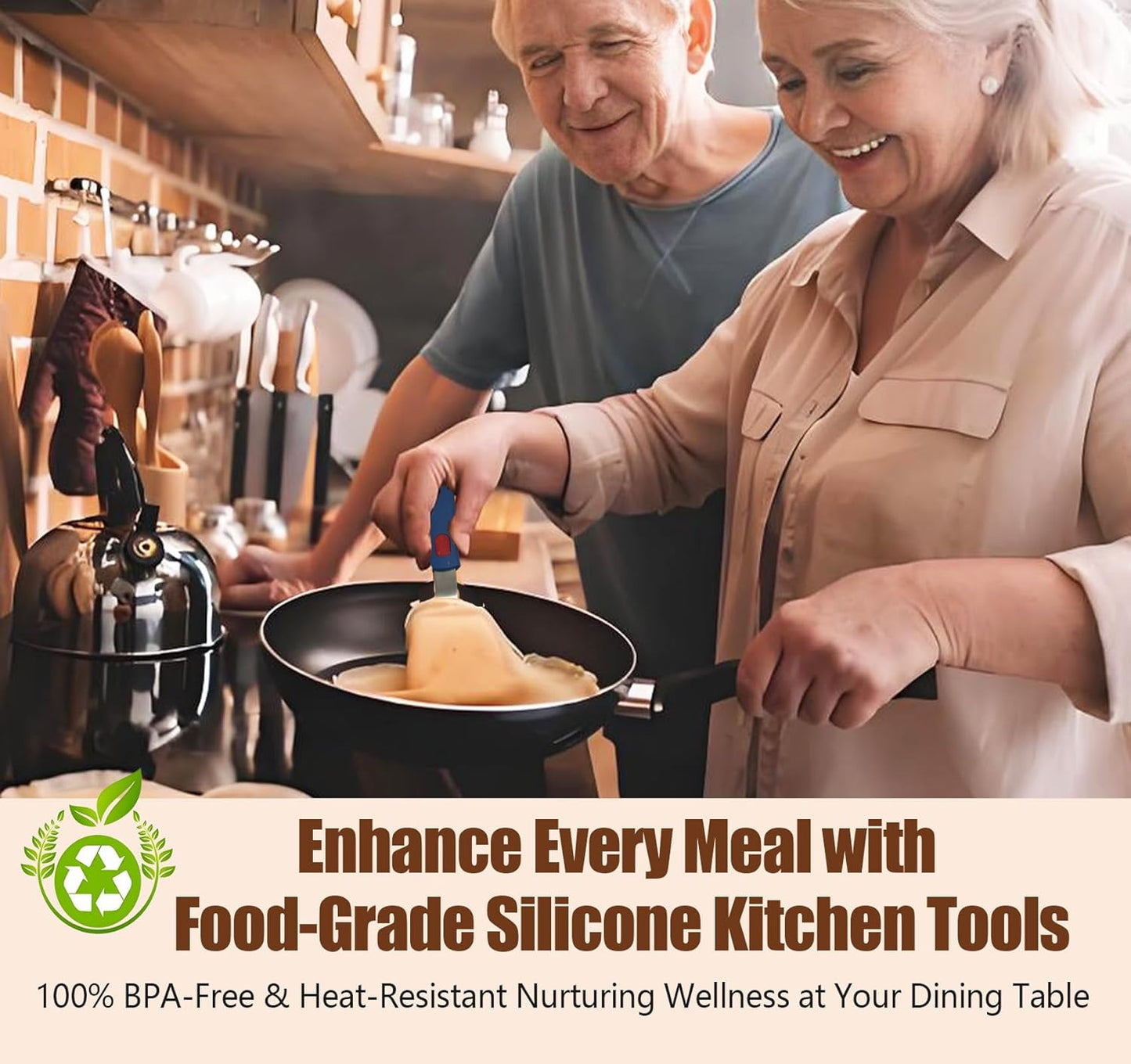 Silicone Spatula Turner Set of 3, Heat Resistant Large Wide Spatula for Pancake, Silicone Fish Spatulas Flipper for Cooking & Non-stick Cookware, BPA Free Rubber Cooking Untensil Set