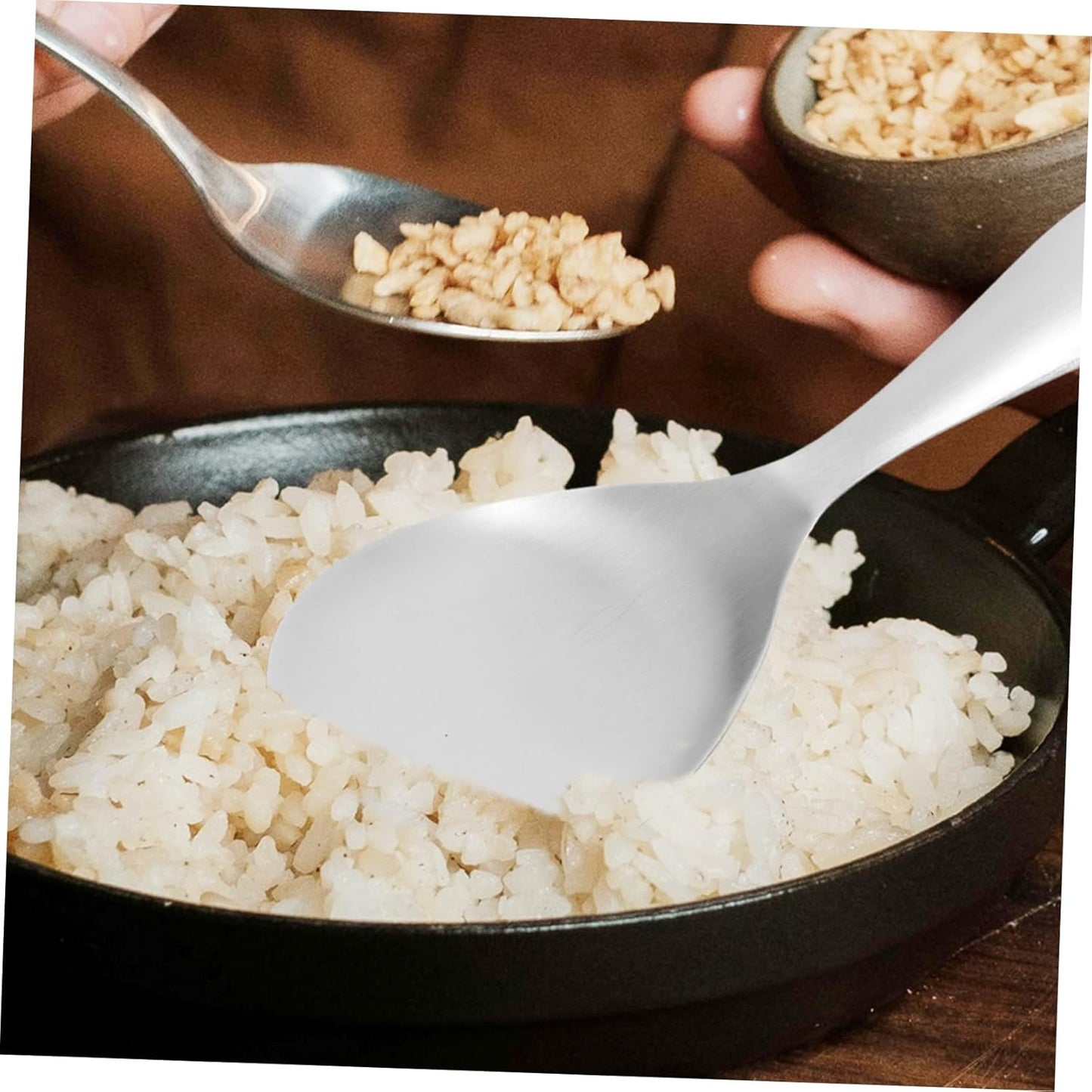 Cabilock Practical Large Scoops Rice Paddles 304 Stainless Steel Rice Spoons Non-stick Scoops