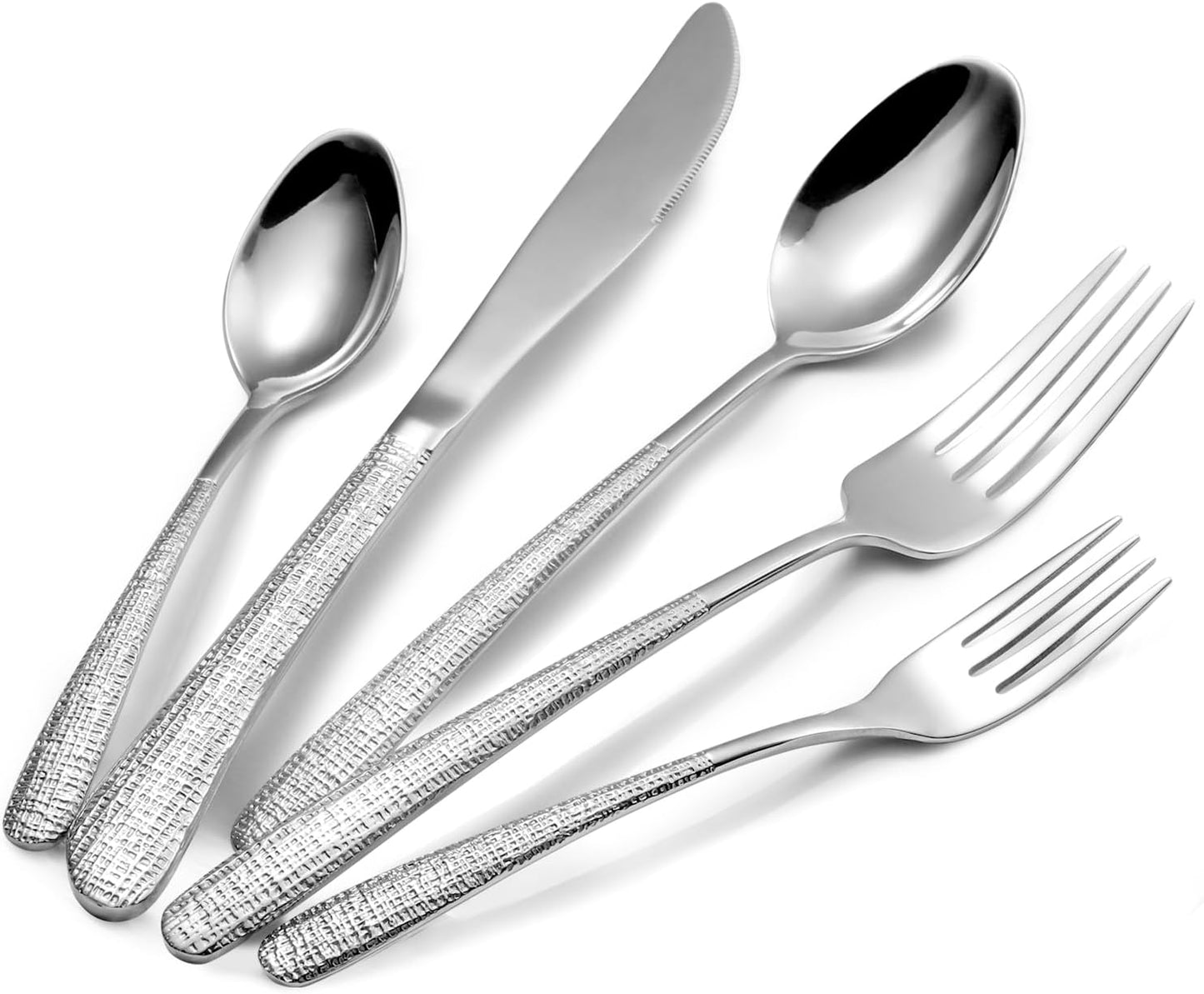 20pcs Silverware Set for 4, 18/10 Stainless Steel Material Flatware Set, High-grade Luxury Unique Texture Cutlery Set, Mirror Polished Utensil Set, Sturdy Durable Spoons and Forks Set, Dishwasher Safe