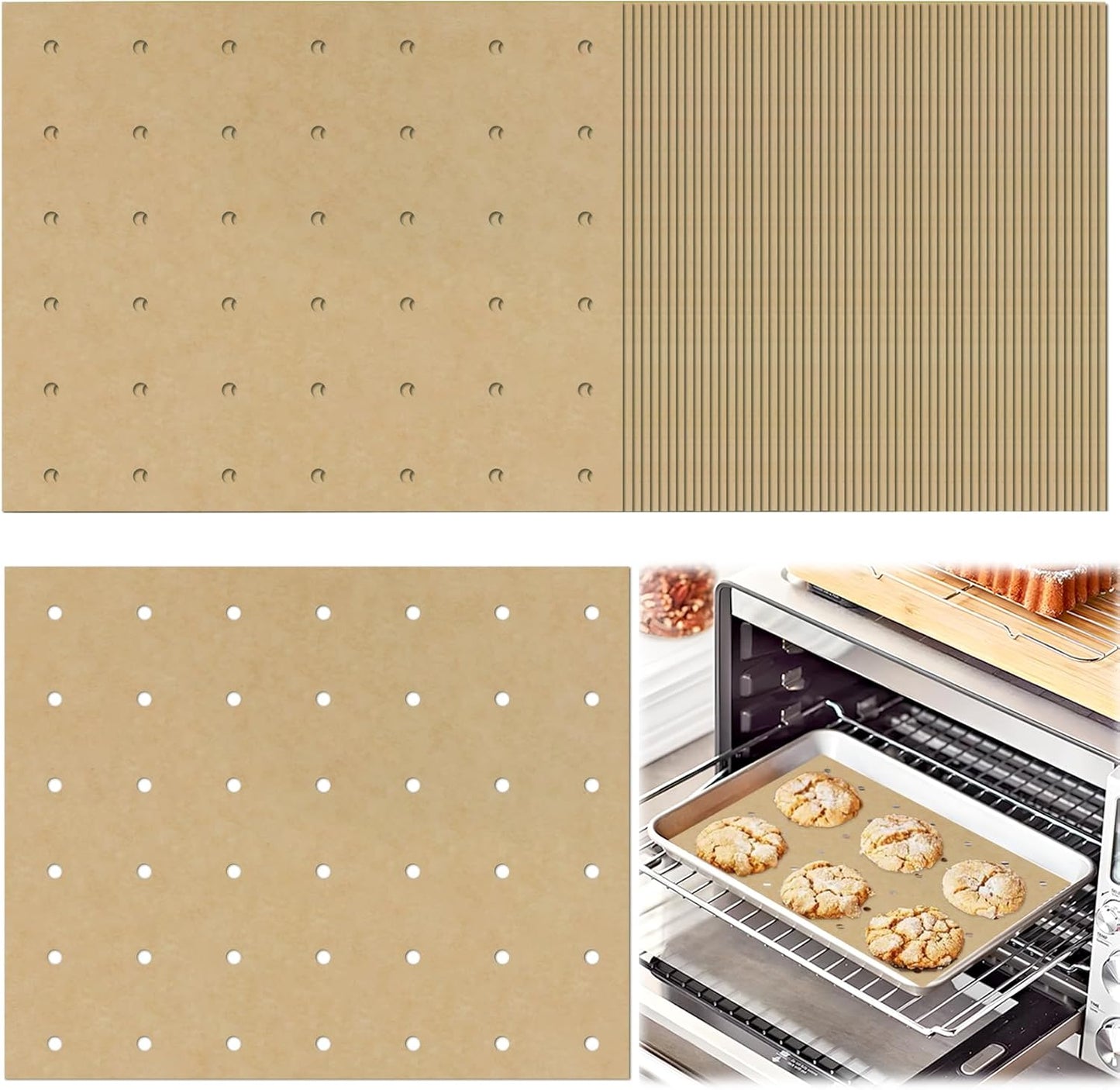 120 Sheets 9x11inch Unbleached Air Fryer Parchment Paper Liners,Non-stick Disposable Rectangle Baking Paper Compatible with Cuisinart,Ninja Foodi,Breville,Gowise,Black Decker