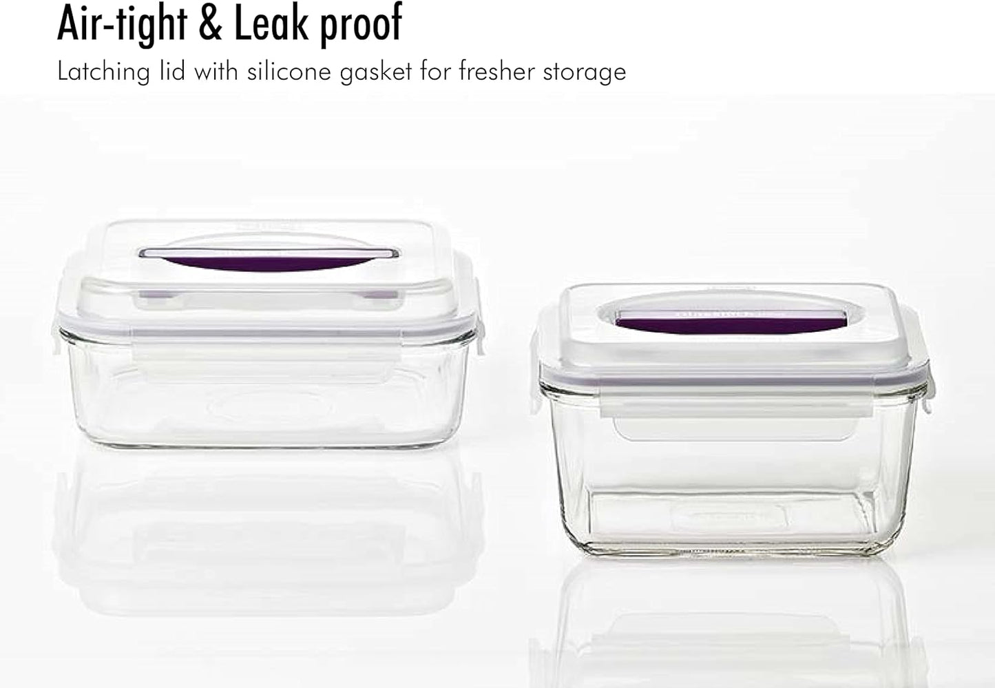 GLASSLOCK 125 Oz Glass Food Storage set of 2 – Large Capacity, Airtight & Leak-Proof, BPA Free Lid with Carry Handle, Microwave, Dishwasher, Fridge & Freezer Safe, Marinating, Sauce, Fruit Storage