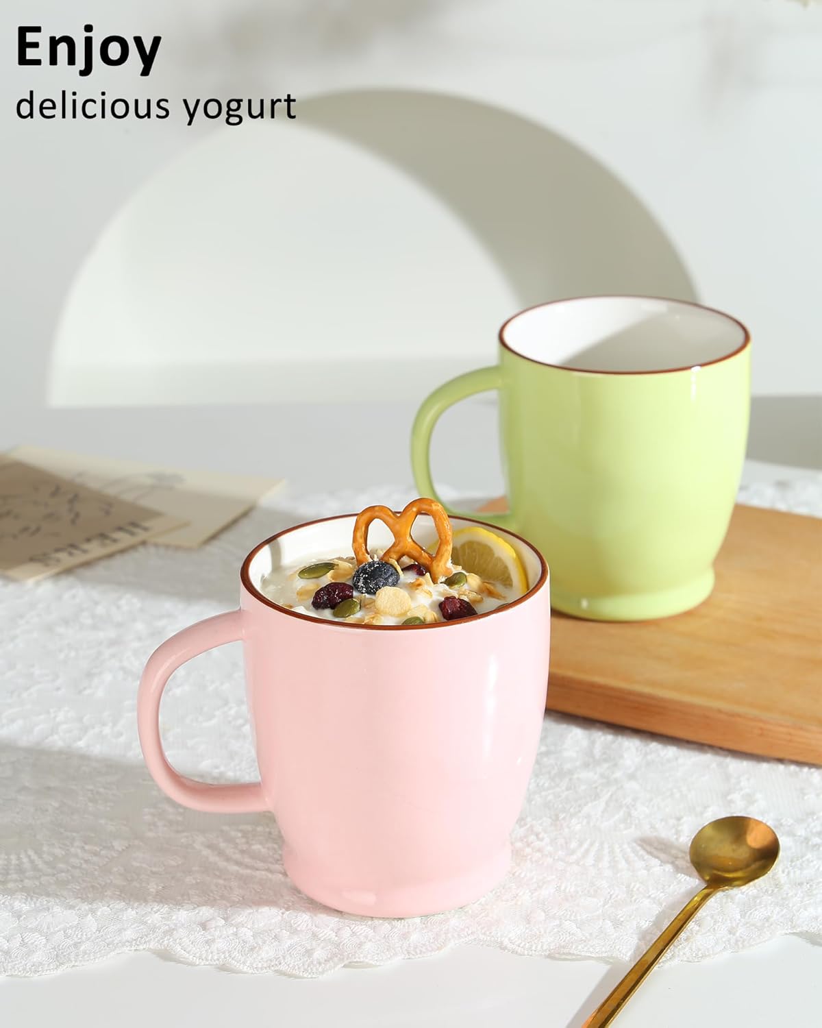 Green Coffee Cup, 16.5oz Coffee Mug Dishwasher Safe, Ceramic Tea Cup with Big Handle, Large Coffee Mug for Latte, Cappuccino, Hot Cocoa, Milk, Juice