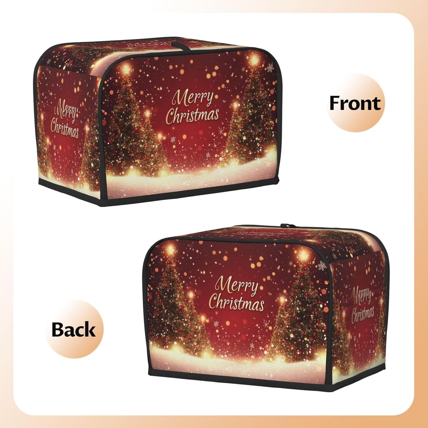 Toaster Cover 2 Slice Red Christmas Tree Snow Winter Kitchen Small Appliance Covers with Pockets Dust and Fingerprint Protection