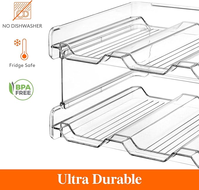 Lifewit Stackable Water Bottle Organizer for Cabinet, Water Bottle Holder, Kitchen Pantry Organization and Storage, Plastic Fridge Wine Racks, Tumbler Travel Mug Cup Holder, 3Pack, Hold 9 Bottles