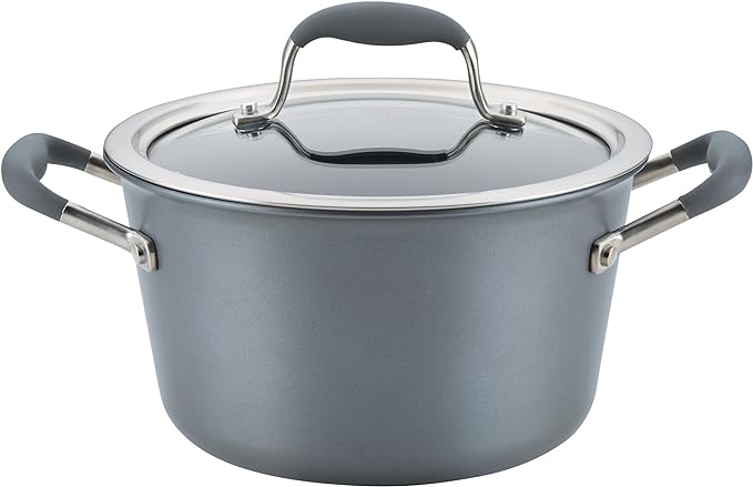 Anolon Advanced Home Hard-Anodized Nonstick Tapered Sauce Pan/Saucepot, 4.5-Quart (Moonstone)