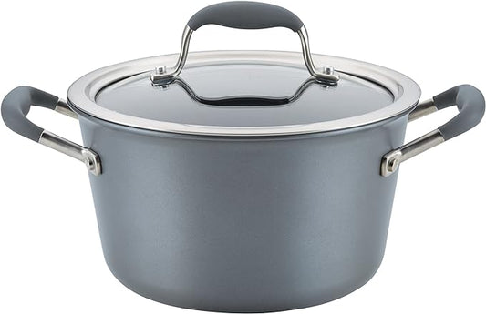 Anolon Advanced Home Hard-Anodized Nonstick Tapered Sauce Pan/Saucepot, 4.5-Quart (Moonstone)